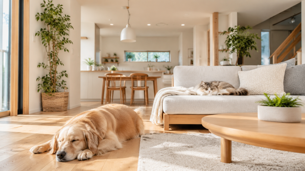 犬・猫の熱中症や寒さ対策に。ペットが快適に暮らせる「エアコン一台で冷暖房できる家」